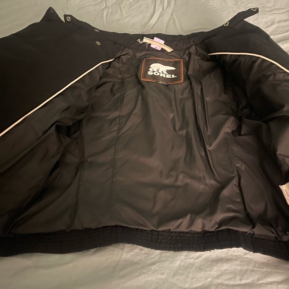 Sorel black goose down moto jacket. - Picture 4 of 16